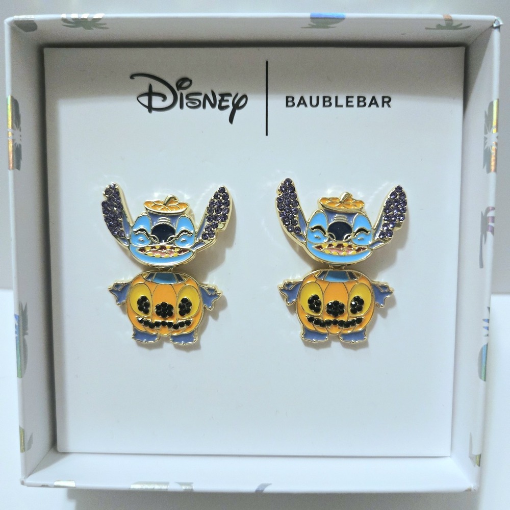 Disney X Baublebar Stitch 🎃 Halloween Jack-o-Lantern Dangle Earrings NIB